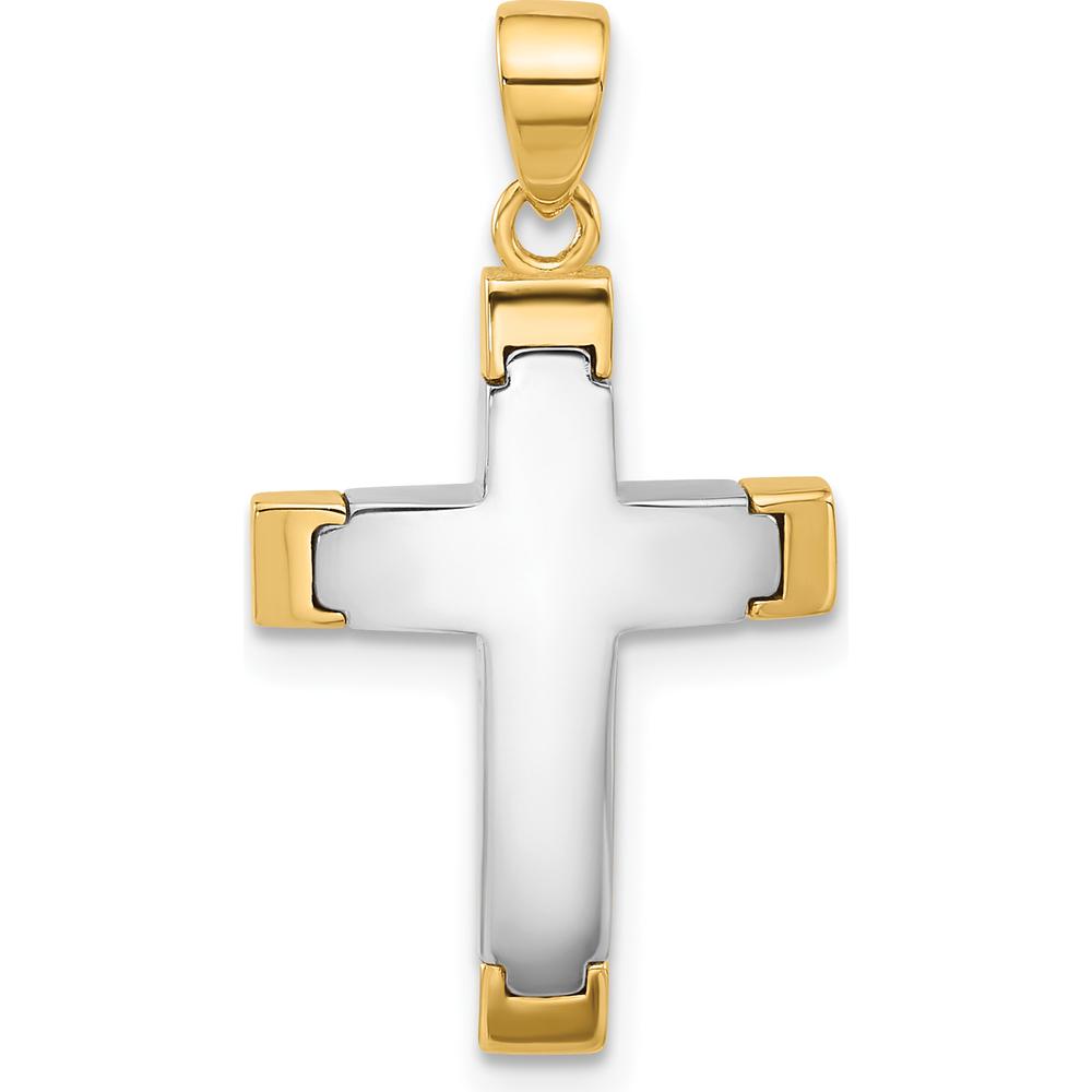 14K Two-Tone Polished Cross Pendant - Timeless Spiritual Jewelry by Oro Pregiato