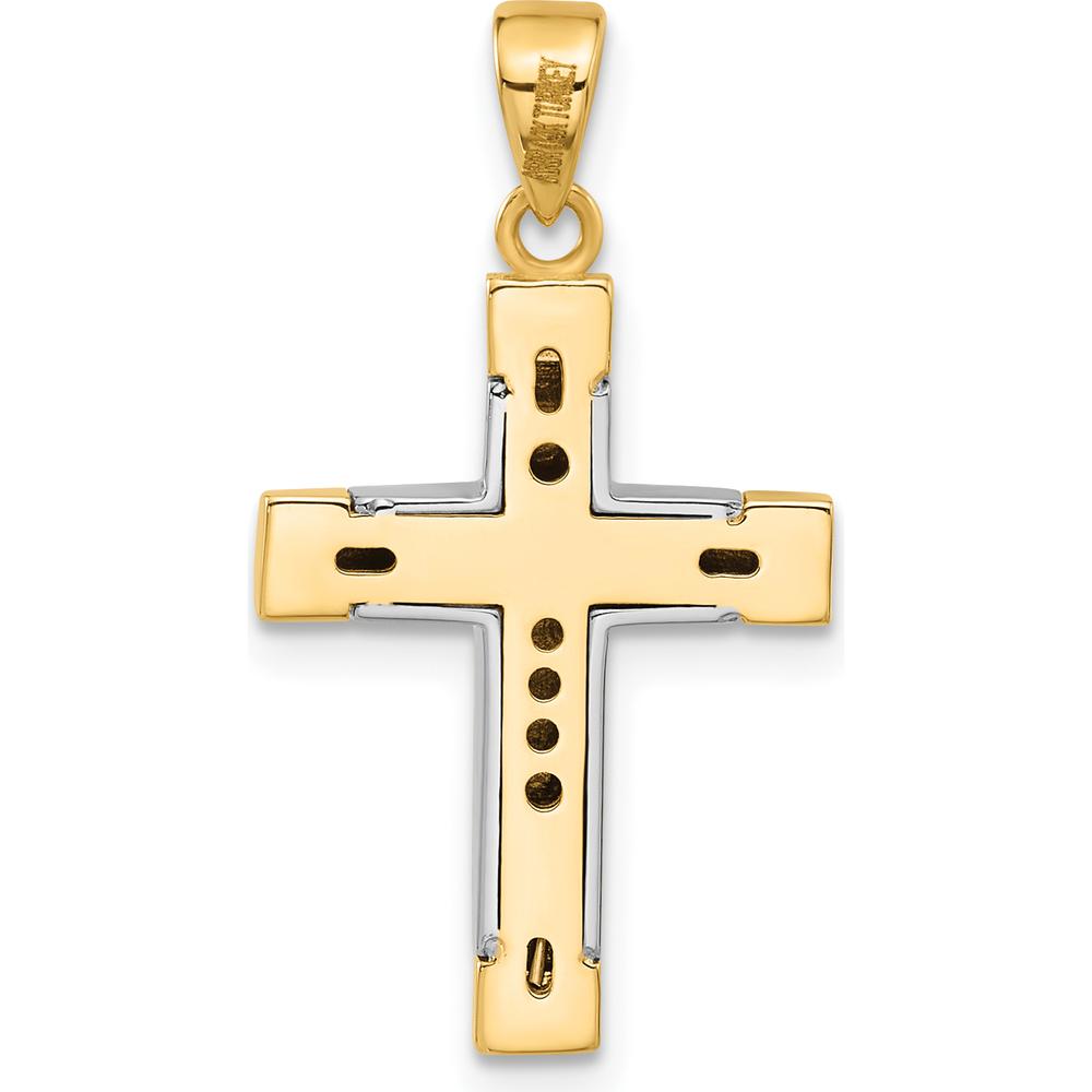 14K Two-Tone Polished Cross Pendant - Timeless Spiritual Jewelry by Oro Pregiato