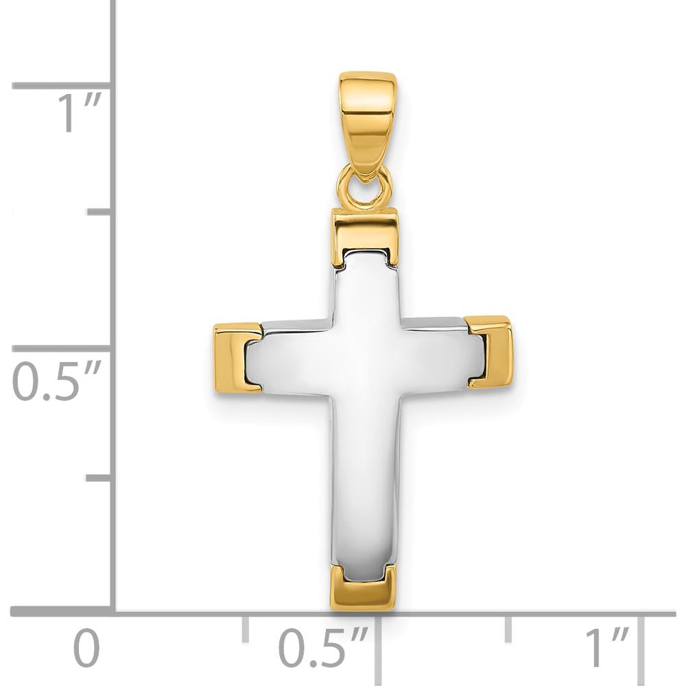14K Two-Tone Polished Cross Pendant - Timeless Spiritual Jewelry by Oro Pregiato