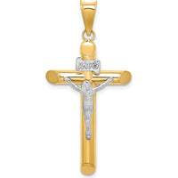 14K Two-Tone Polished Crucifix Pendant - 42mm Length by Oro Pregiato