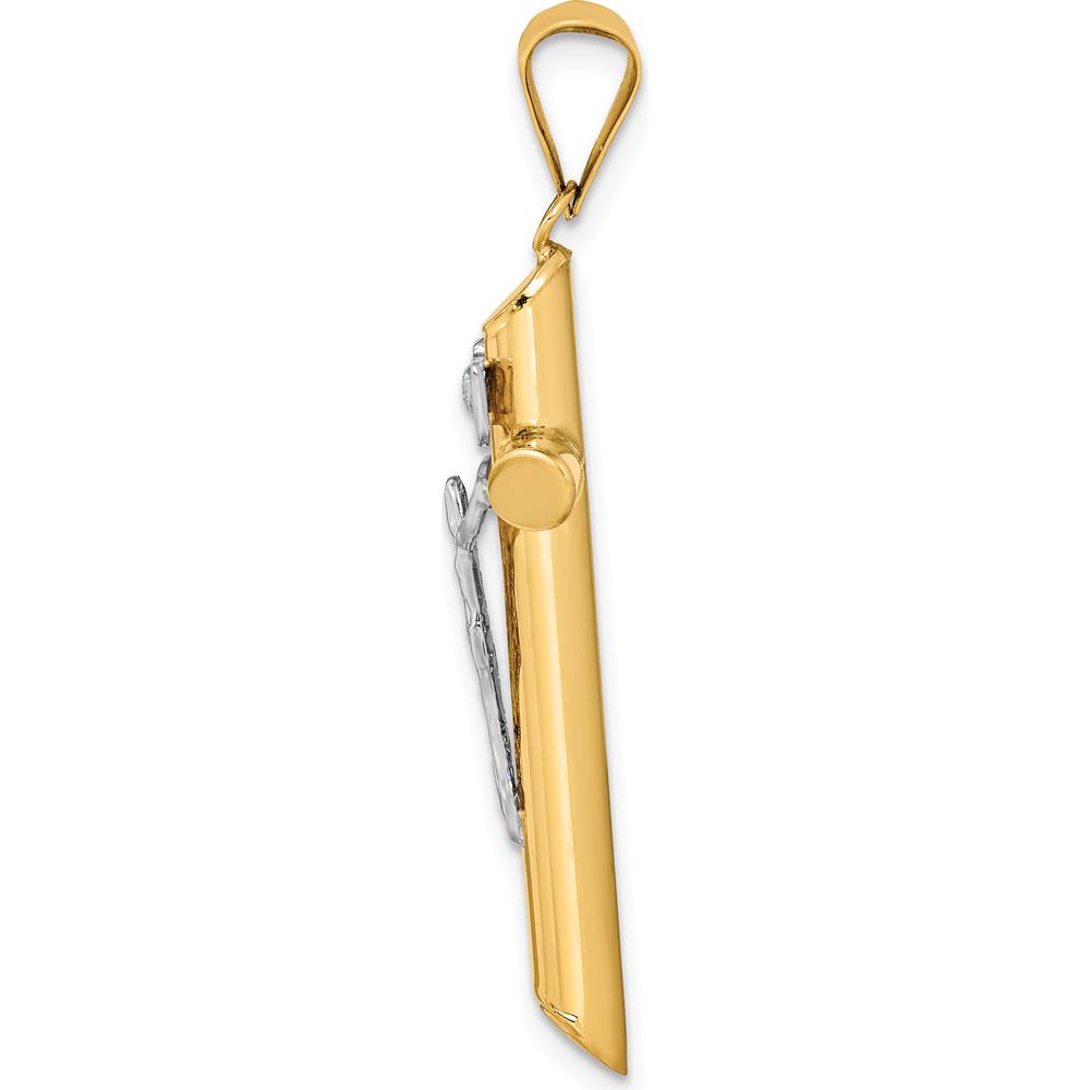 14K Two-Tone Polished Crucifix Pendant - 42mm Length by Oro Pregiato