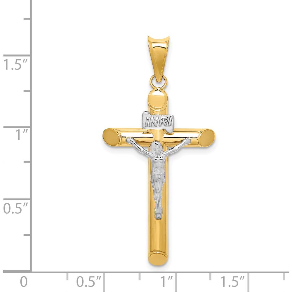 14K Two-Tone Polished Crucifix Pendant - 42mm Length by Oro Pregiato