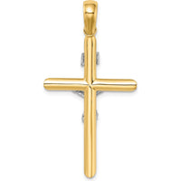 14K Two-Tone Polished Crucifix Pendant with Rhodium Accents by Oro Pregiato