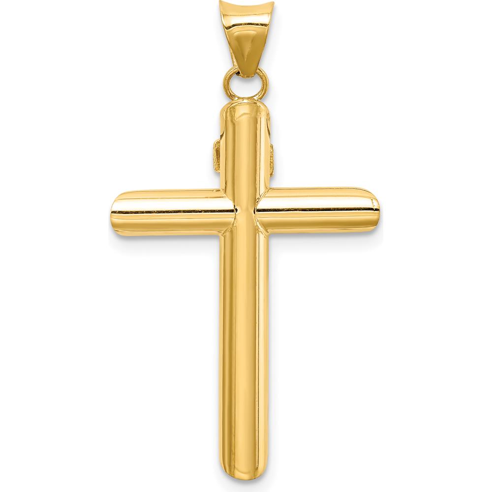 14K Two-Tone Polished Crucifix Pendant with Sterling Silver Figure - 36mm by Oro Pregiato