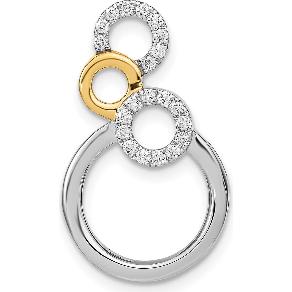 14K Two-Tone Polished Diamond Circles Chain Slide Pendant - 1/6 Carat Total Diamond Weight by Monteluci Fine Jewelry
