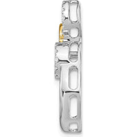 14K Two-Tone Polished Diamond Circles Chain Slide Pendant - 1/6 Carat Total Diamond Weight by Monteluci Fine Jewelry