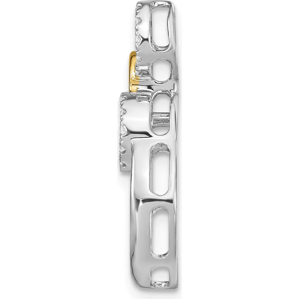 14K Two-Tone Polished Diamond Circles Chain Slide Pendant - 1/6 Carat Total Diamond Weight by Monteluci Fine Jewelry
