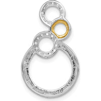 14K Two-Tone Polished Diamond Circles Chain Slide Pendant - 1/6 Carat Total Diamond Weight by Monteluci Fine Jewelry