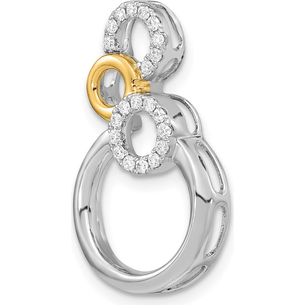14K Two-Tone Polished Diamond Circles Chain Slide Pendant - 1/6 Carat Total Diamond Weight by Monteluci Fine Jewelry