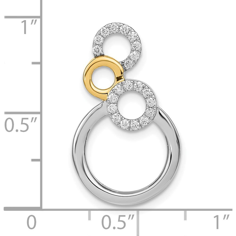 14K Two-Tone Polished Diamond Circles Chain Slide Pendant - 1/6 Carat Total Diamond Weight by Monteluci Fine Jewelry