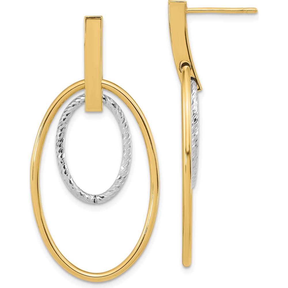 14K Two-Tone Polished Diamond Cut Drop Earrings by 0