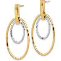 14K Two-Tone Polished Diamond Cut Drop Earrings by 0