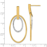 14K Two-Tone Polished Diamond Cut Drop Earrings by 0