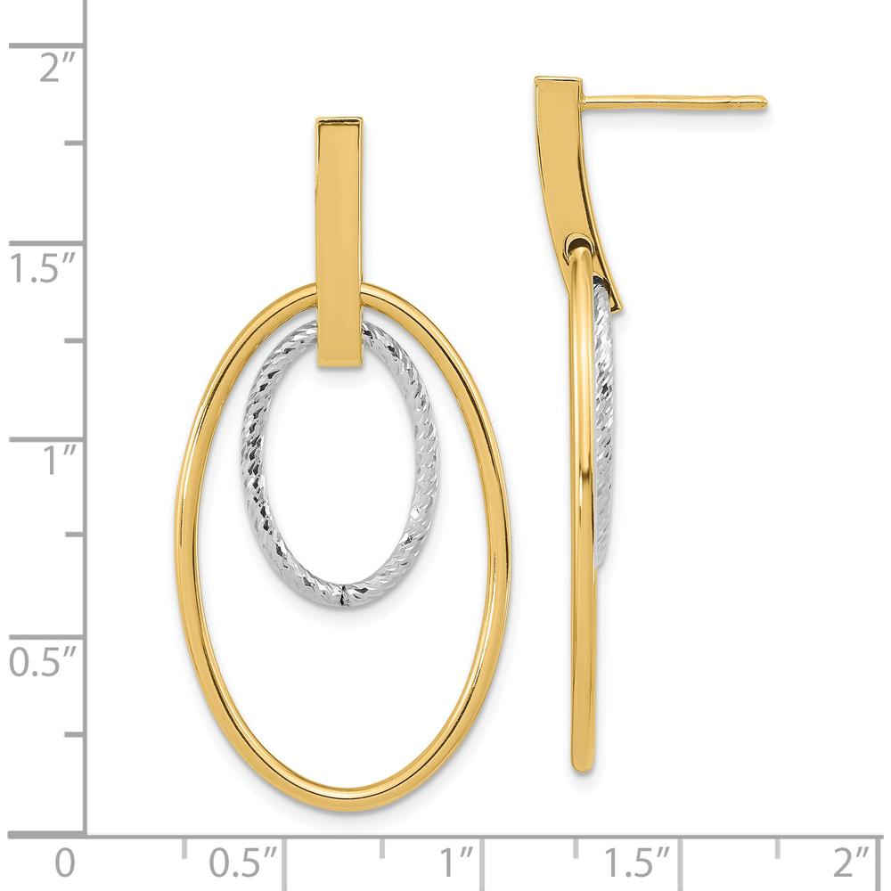 14K Two-Tone Polished Diamond Cut Drop Earrings by 0