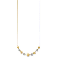 14K Two-Tone Polished Diamond-Cut Graduated Barrel Bead Necklace - 18" Length by 0