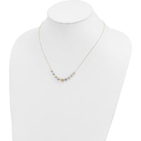 14K Two-Tone Polished Diamond-Cut Graduated Barrel Bead Necklace - 18" Length by 0