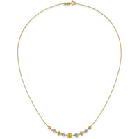 14K Two-Tone Polished Diamond-Cut Graduated Barrel Bead Necklace - 18" Length by 0