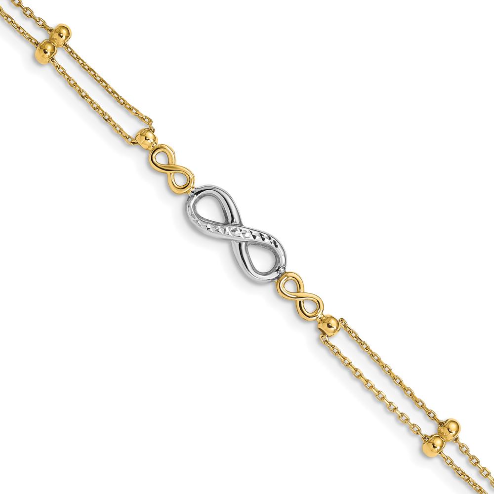 14K Two-Tone Polished Diamond-Cut Infinity Symbol 7.5" Bracelet by Oro Pregiato