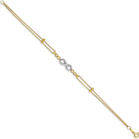 14K Two-Tone Polished Diamond-Cut Infinity Symbol 7.5" Bracelet by Oro Pregiato