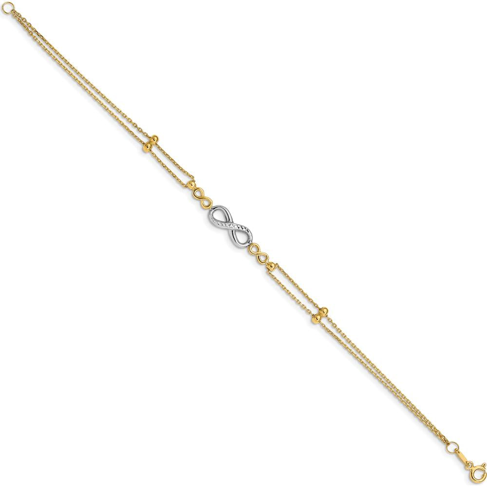 14K Two-Tone Polished Diamond-Cut Infinity Symbol 7.5" Bracelet by Oro Pregiato