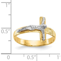 14K Two-Tone Polished Diamond-Cut Men's Crucifix Ring by Oro Pregiato
