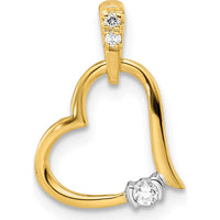 14K Two-Tone Polished Diamond Heart Pendant with Natural Round Diamonds - 0.075 Carat Total Diamond Weight by Oro Pregiato