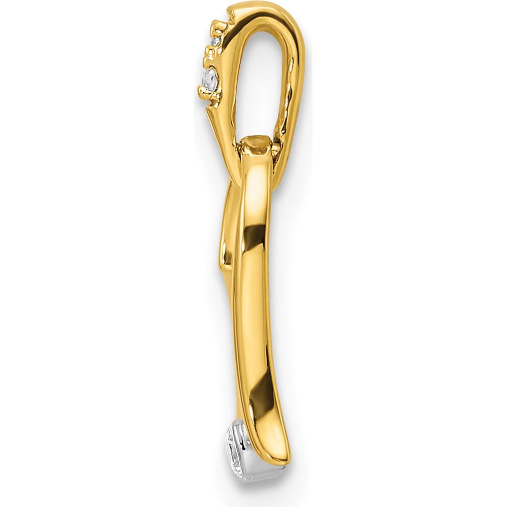 14K Two-Tone Polished Diamond Heart Pendant with Natural Round Diamonds - 0.075 Carat Total Diamond Weight by Oro Pregiato
