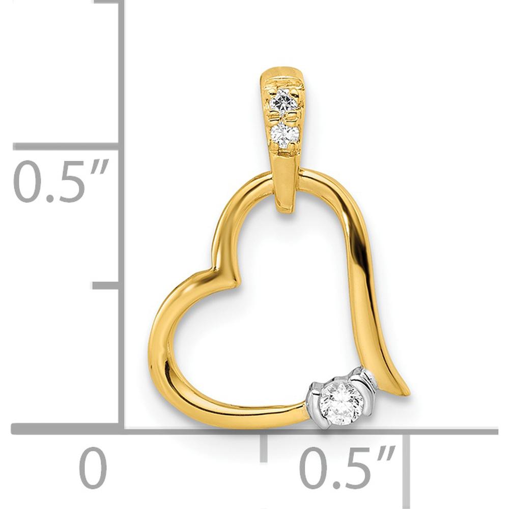 14K Two-Tone Polished Diamond Heart Pendant with Natural Round Diamonds - 0.075 Carat Total Diamond Weight by Oro Pregiato