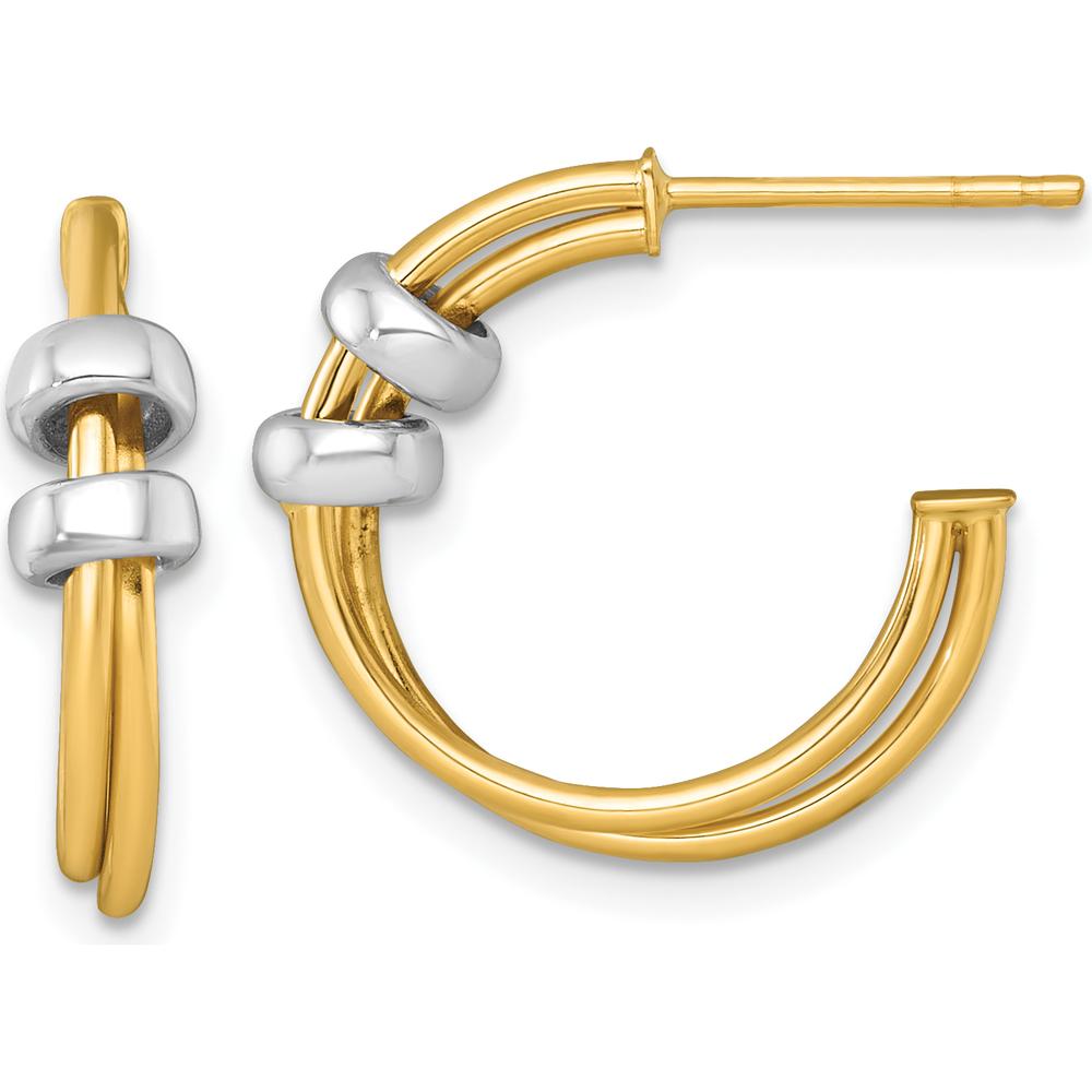 14K Two-Tone Polished Double C-Hoop Post Earrings by 0
