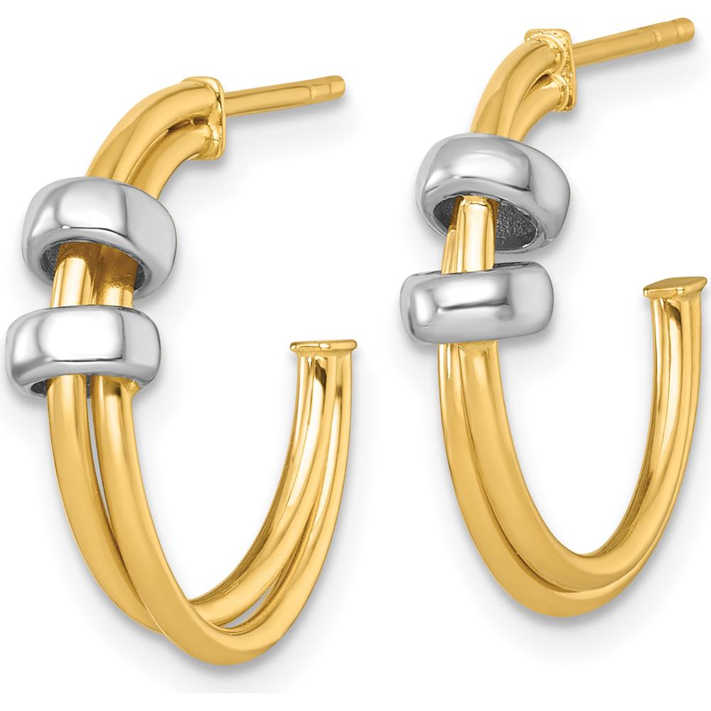 14K Two-Tone Polished Double C-Hoop Post Earrings by 0