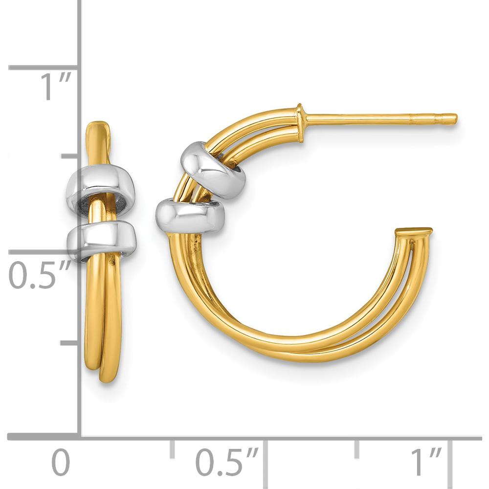 14K Two-Tone Polished Double C-Hoop Post Earrings by 0