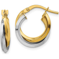 14K Two-Tone Polished Double Hoop Earrings - 16.5mm Length by 0