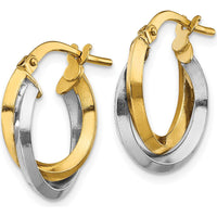 14K Two-Tone Polished Double Hoop Earrings - 16.5mm Length by 0