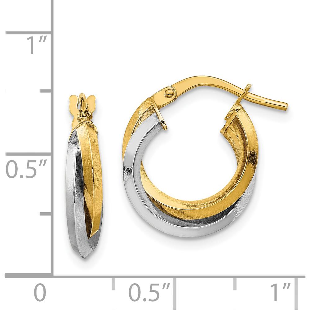 14K Two-Tone Polished Double Hoop Earrings - 16.5mm Length by 0