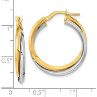 14K Two-Tone Polished Double Hoop Earrings - 25.22mm Length by 0