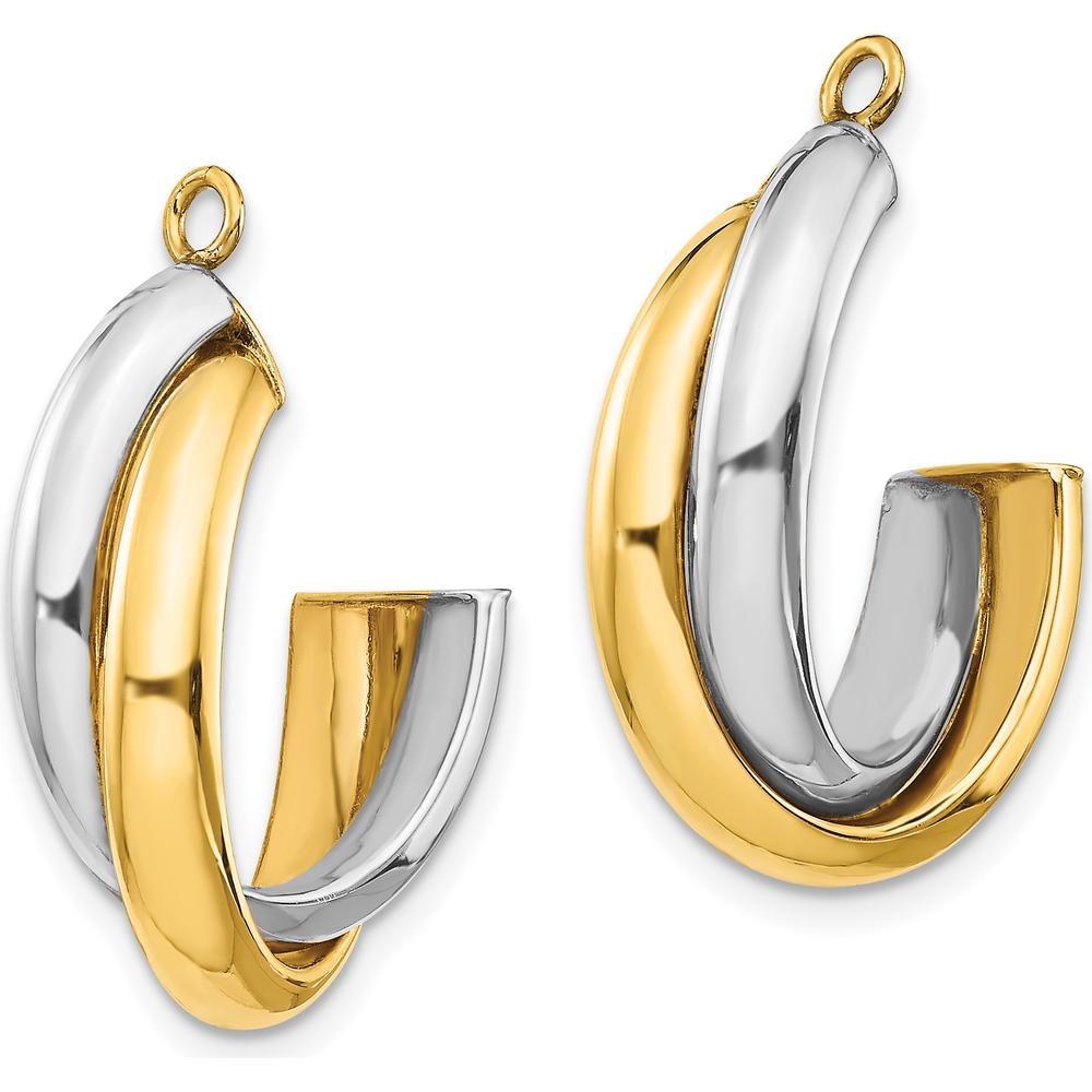 14K Two-Tone Polished Double J-Hoop Earring Jackets - 25mm Length by Oro Pregiato