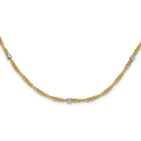 14K Two-Tone Polished Fancy Beaded 7-Station Necklace - 18 Inches by 0