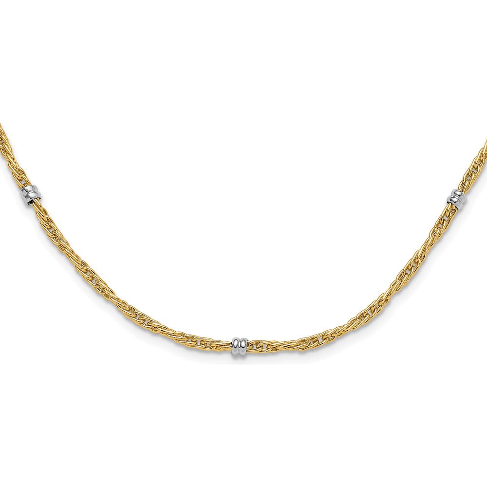 14K Two-Tone Polished Fancy Beaded 7-Station Necklace - 18 Inches by 0