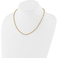 14K Two-Tone Polished Fancy Beaded 7-Station Necklace - 18 Inches by 0