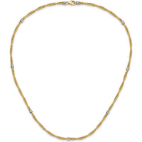 14K Two-Tone Polished Fancy Beaded 7-Station Necklace - 18 Inches by 0