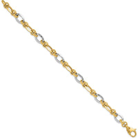 14K Two-Tone Polished Fancy Link 7.75" Bracelet - 8.2mm Width by 0