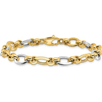 14K Two-Tone Polished Fancy Link 7.75" Bracelet - 8.2mm Width by 0
