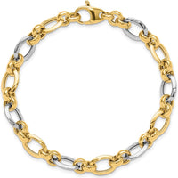 14K Two-Tone Polished Fancy Link 7.75" Bracelet - 8.2mm Width by 0