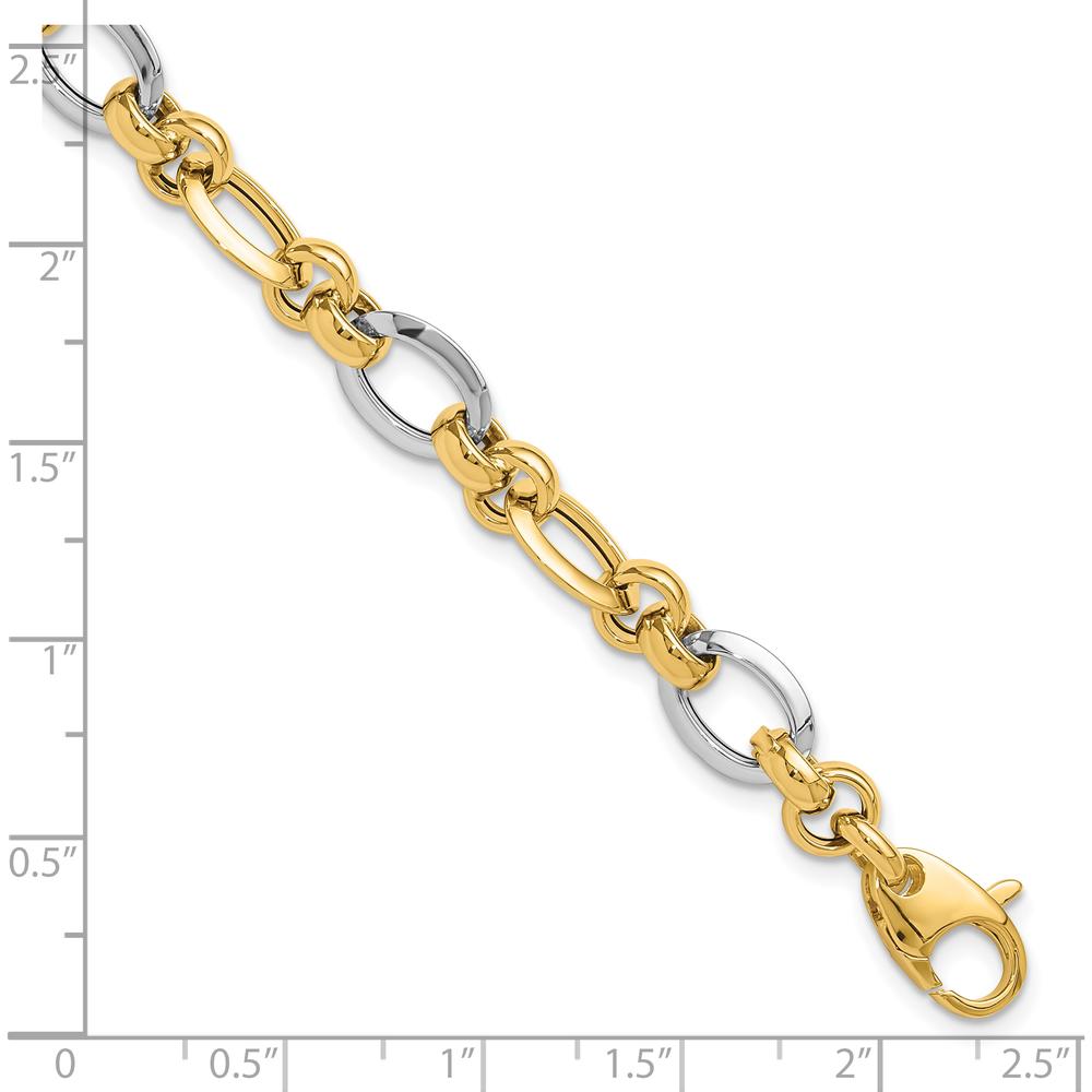 14K Two-Tone Polished Fancy Link 7.75" Bracelet - 8.2mm Width by 0