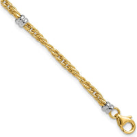 14K Two-Tone Polished Fancy Link Beaded 5-Station 7.5" Bracelet by 0