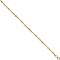 14K Two-Tone Polished Fancy Link Beaded 5-Station 7.5" Bracelet by 0
