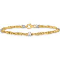 14K Two-Tone Polished Fancy Link Beaded 5-Station 7.5" Bracelet by 0