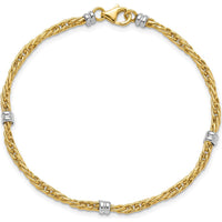 14K Two-Tone Polished Fancy Link Beaded 5-Station 7.5" Bracelet by 0