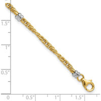 14K Two-Tone Polished Fancy Link Beaded 5-Station 7.5" Bracelet by 0