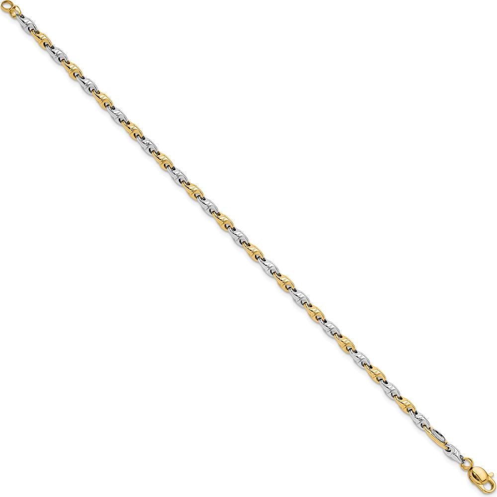 14K Two-Tone Polished Fancy Link Bracelet - 7.5" by 0
